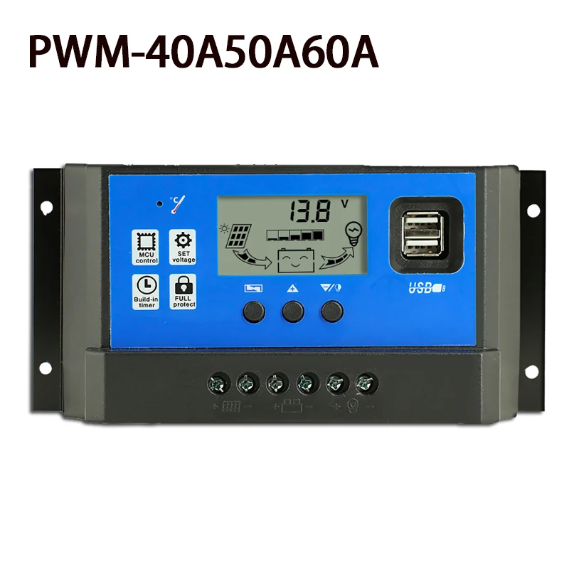 PWM регулятором солнечного заряда контроллер 60A50A40A12V24V Авто DC-DC регулятор с