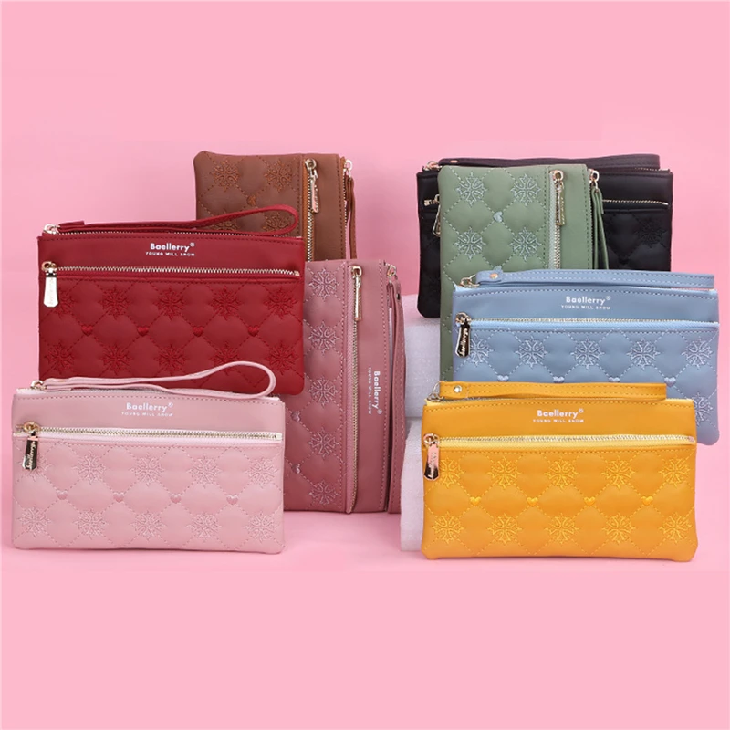 

New Wallet Coin Purses Ladies Long Korean Embroidered Large-capacity Zipper Clutch Bag Fashion Wallet Women Carteras