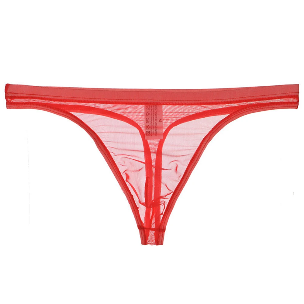 

Men's Underwear T-Back Sexy Briefs Breathable Tangas Thong Lingerie Fashion Breathless Thongs Male Gay G-String See Through