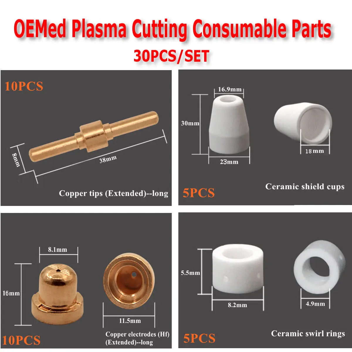 

30pcs Plasma Cutter Cutting Torch Welding Consumables Spare Parts For BPS40 Kits