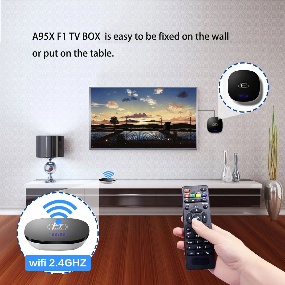 Android 8,1 tv box A95X F1 2GB 16GB Amlogic S905W tv box четырехъядерный 2,4G WiFi 4K 3D медиаплеер PK X96 mini Smart tv box