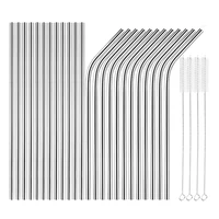 24 pcs 10 4 inch reusable stainless steel straws combinationscleaning brushestumblers beverage drinks cocktail straws
