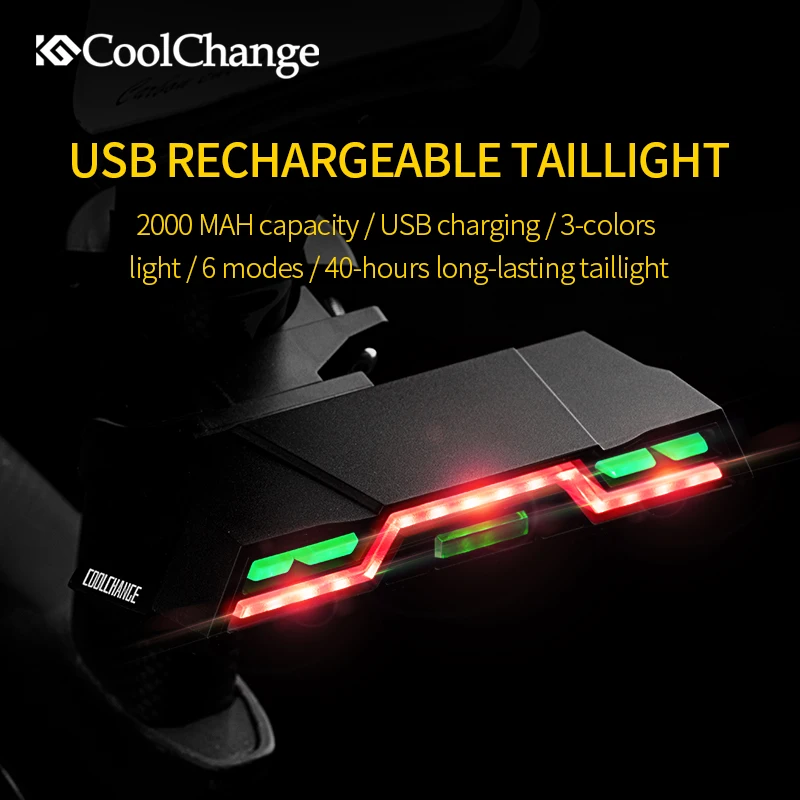 Велосипедный светодиодный фонарь CoolChange с зарядкой от USB водонепроницаемый