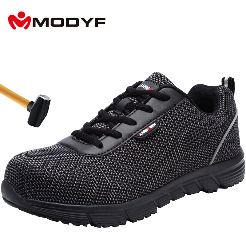 MODYF Для мужчин Сталь носок защитная Рабочая обувь для Flyknit легкий дышащий