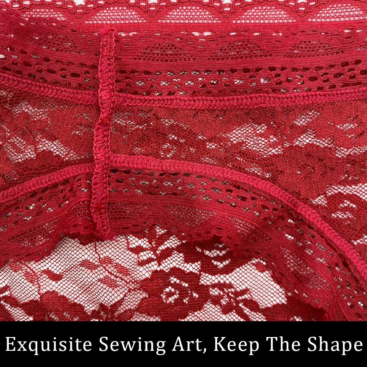 

3 Pcs Comfortable Sexy Lace Panties Delicate Bikini Briefs Women Underwear Plus Size European Style Bielizna Damska Wine Red