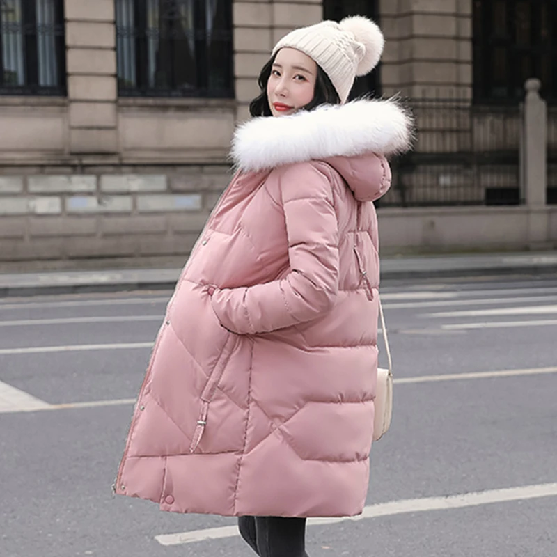 Winter Long Parkas jacket 2019 winter new down parkas womens thicken warm down cotton coats female hooded solid down jackets enlarge