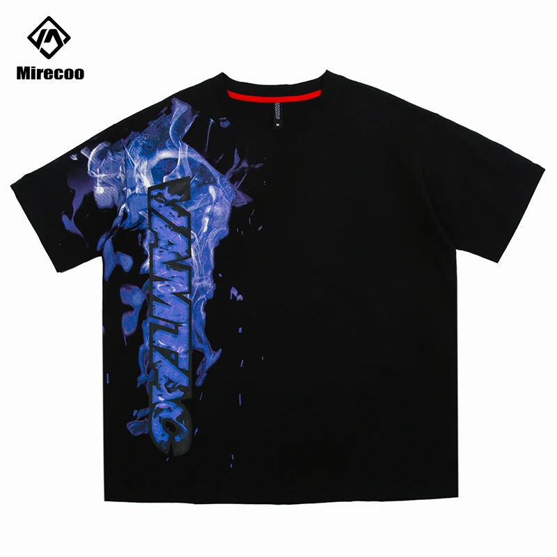 Футболка мужская с принтом синего пламени уличная одежда модная хипстерская
