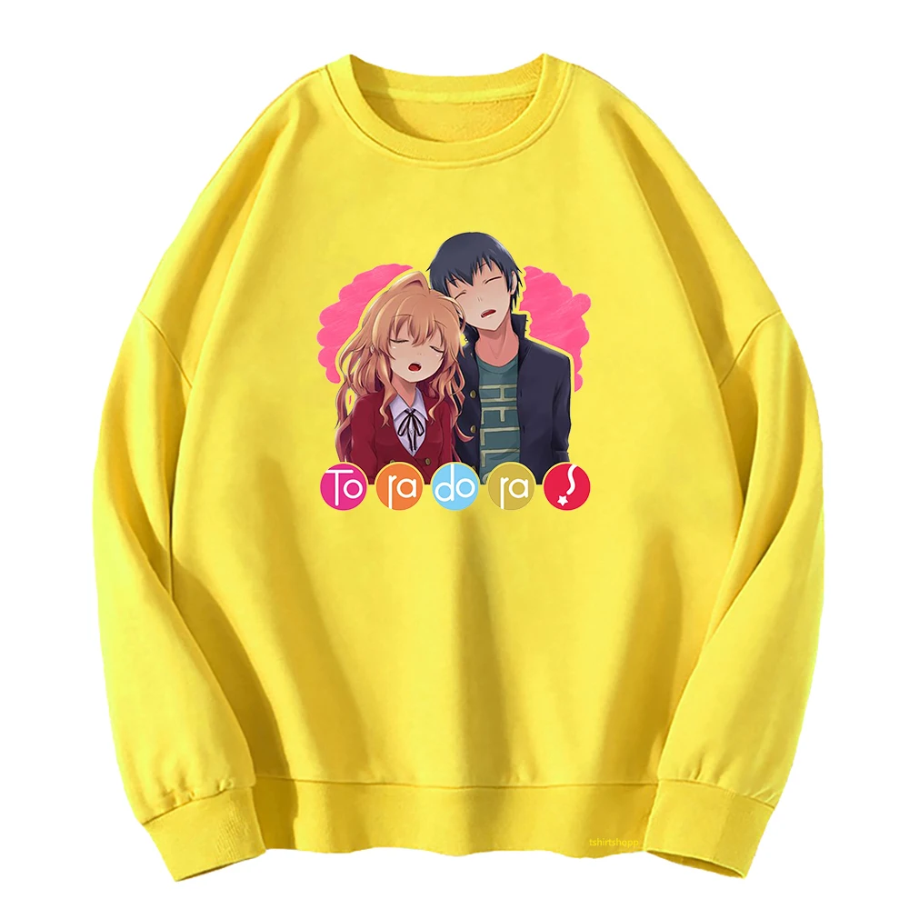 

Anime Toradora Hoodie Women Oversized O-Neck Hoodies Fleece Pullover Sweatshirts Cartoon Taiga and Ryuuji Clothes for Teens