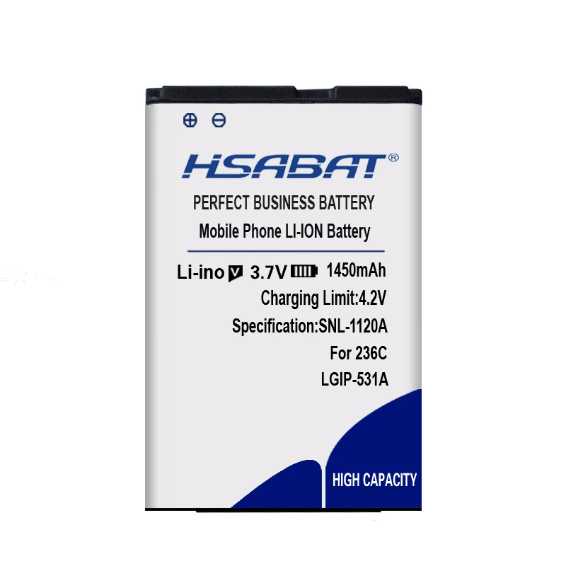 HSABAT 1450 мАч LGIP-531A Аккумулятор для LG 236C, A100 Amigo, A170, C195, G320GB, GB100, GB101, GB106, GB110, GB125, GM205, GS101, KG280, KU250