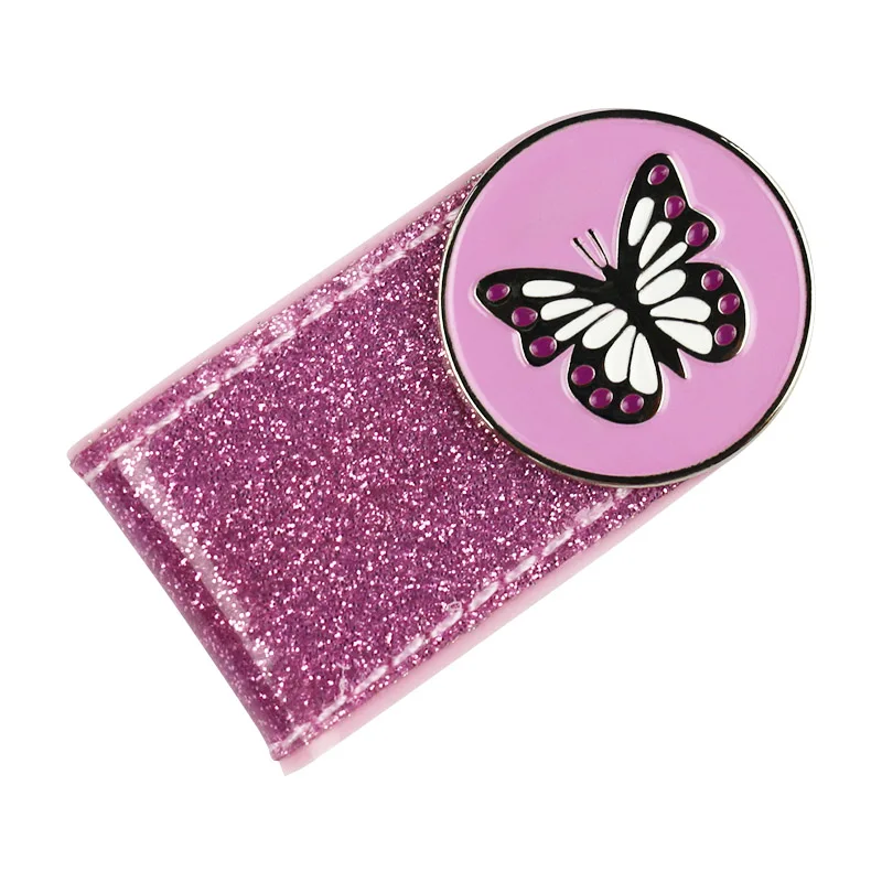 butterfly marker PINMEI сверкающий ПВХ магнитный зажим для шляп для гольфа, набор для шариковых знаков, Кристалл Гольф-маркер с зажимом для кепки, аксессуары, подарки для леди и детей - Цвет: butterfly marker