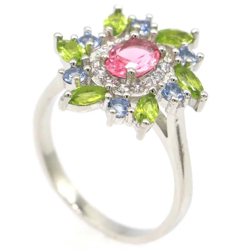 20x17 мм Мульти Цвет создан Турмалин Перидот фиолетовый танзанит Белый CZ для дам