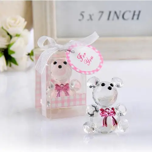 

20 pcs Mini Crystal Bear in Gift Boxes Baby Shower Boy Girl Baptism Party Souvenir Newborn Baby Gifts Box Crystal Wedding Favors