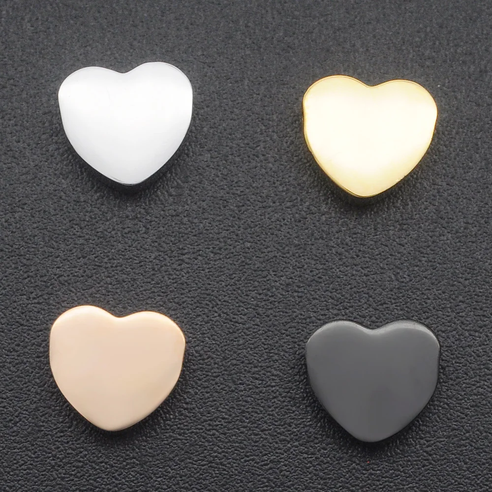 OEM Order Accepted: Set of 5 Heart Beads for DIY Jewelry Making, Never Fade, 100% Stainless Steel Material image 4