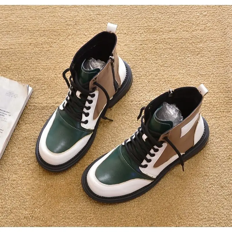 

High quality spring and autumn flat heel short boots Martin boots short snow boots ankle boots round toe women boots