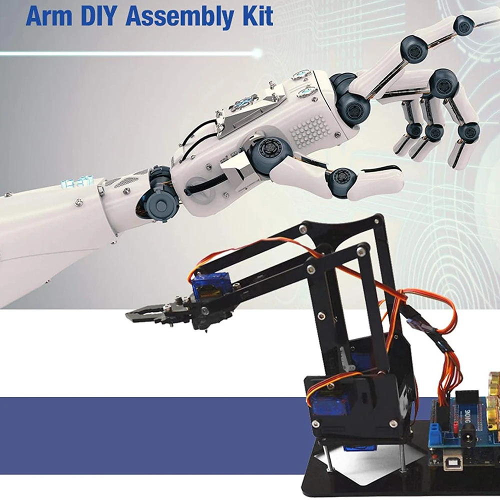 Diy Robotic Arm Claw kit for Arduino R3 High Hardness Acrylic Support Scracth Programming PS/2.4G Wireless Control | Электронные