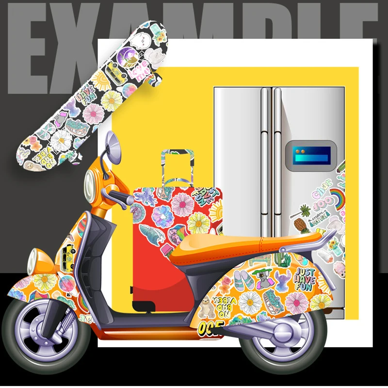 

50 PCS Cartoon Kawaii Girls Stickers For Children Toy Waterproof Sticker To DIY Stationery Luggage Bicycle Helmet Car Decals