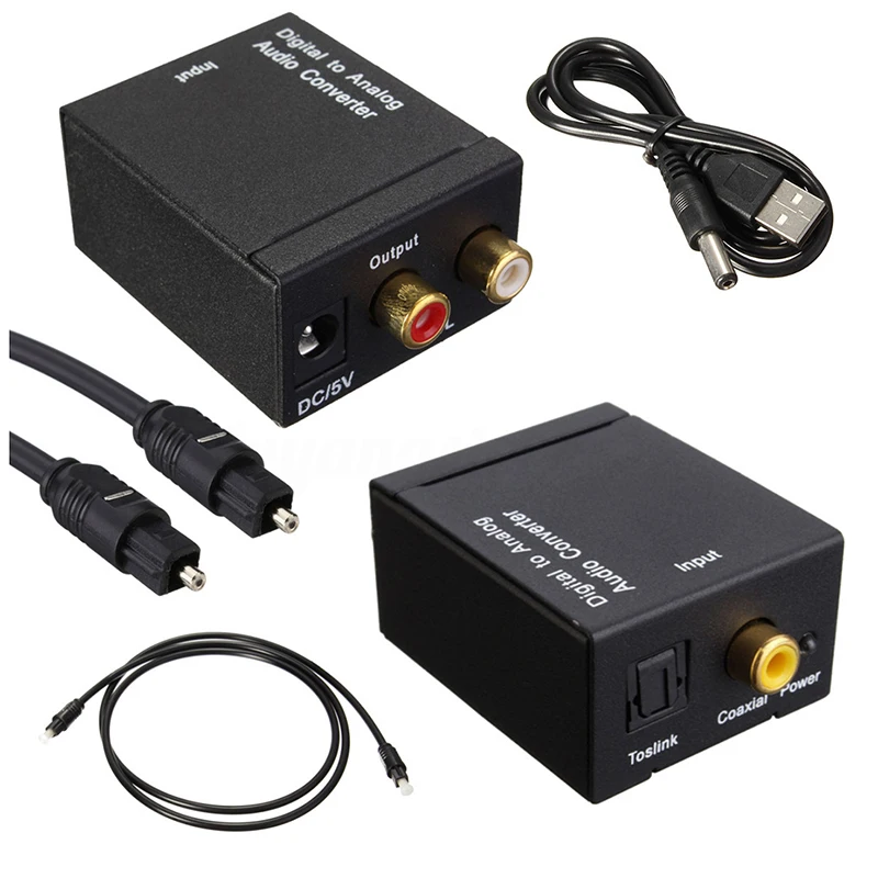 

Digital Optical Coaxial Toslink Signal to Analog Audio Converter Adapter RCA SV