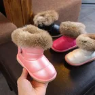 Ботинки для девочек, детские ботинки из хлопка, зимние толстые зимние ботинки, теплая Нескользящая детская обувь с мягкой подошвой, водонепроницаемая кожаная обувь для мальчиков и малышей