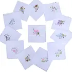 Женский хлопковый квадратный носовой платок 5 шт.компл. 11x11 дюймов Цветочная вышивка с бабочкой кружевной угловой Карманный платок Прямая поставка