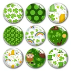 Стеклянные кабошоны ручной работы, с изображением клевера на День Св. Патрика, с плоским основанием, для самостоятельного изготовления ювелирных изделий, фурнитура для аксессуаров