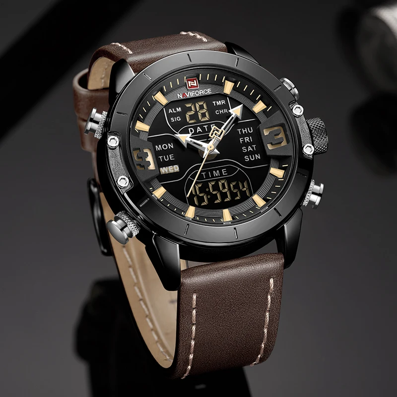 Люксовый бренд NAVIFORCE Модные кварцевые мужские часы военные наручные часы спортивные мужские часы светодиодный цифровые водонепроницаемые часы Reloj HOmbre