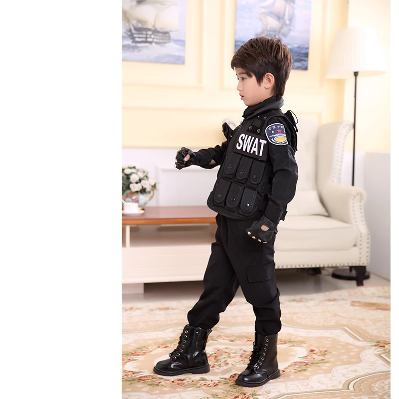 Children Outdoor Tactical Nylon Vest Security Waistcoat Training Protective Black | Спорт и развлечения
