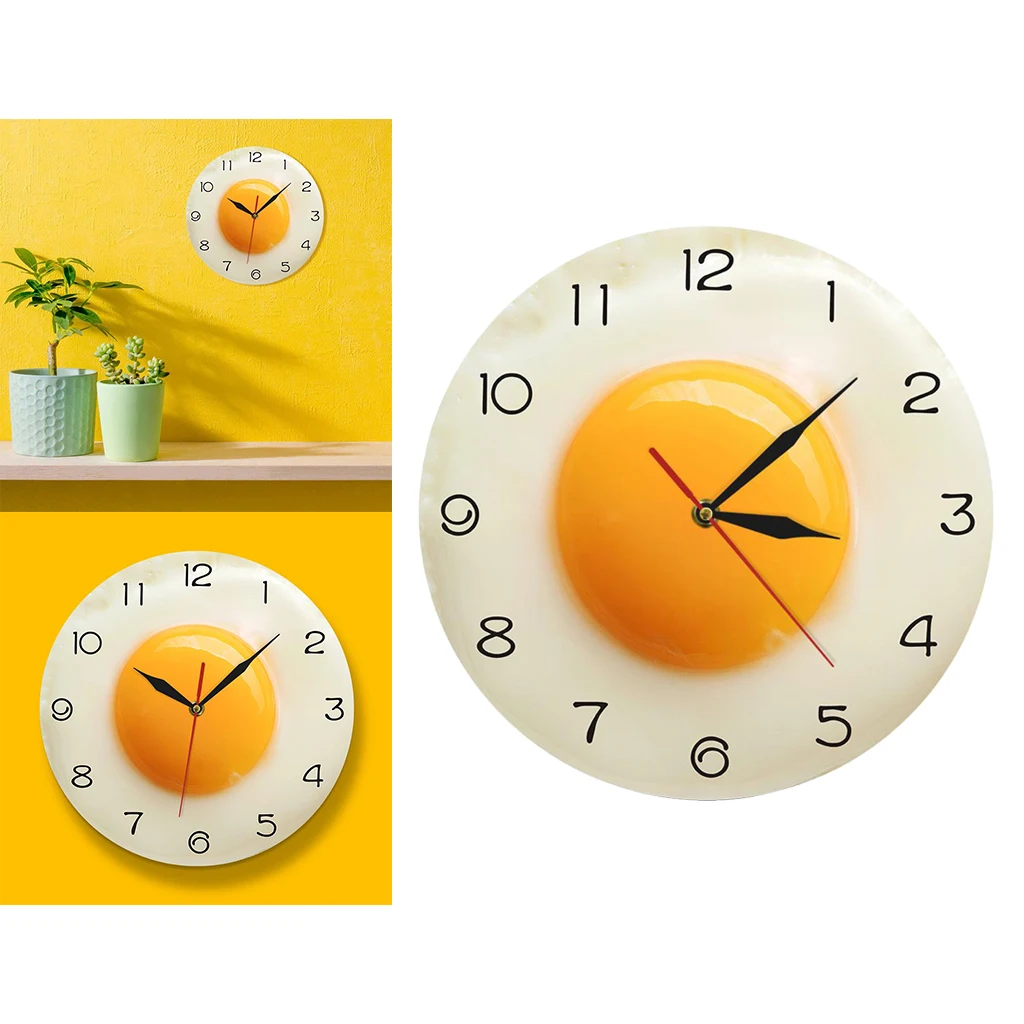 

Poached Egg Acrylic Wall Clock 12 inch Quiet Kitchen Living Room Home Decor