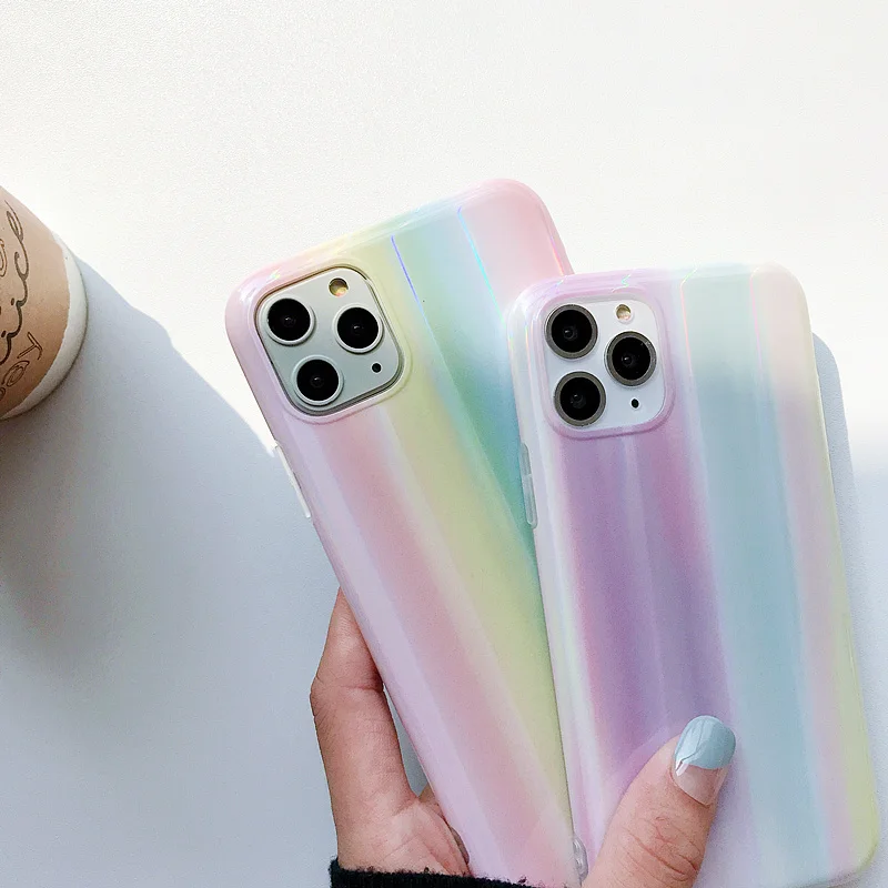 Aurora laser phone case for iphone 11 11Pro Max case for iphone X XR XS Max 7 8 6 6S Plus Gradient color case capa