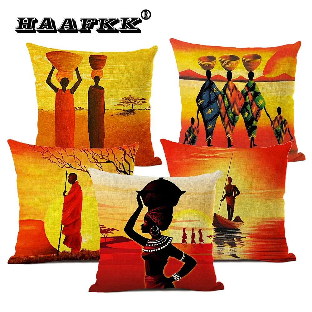 Абстрактная африканская картина маслом Африканский стиль жизни диван
