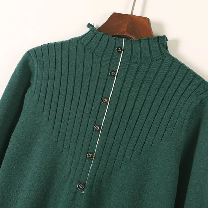 GIGOGOU Women Sweater Euro Style Christmas Sweaters Autumn Winter Thick Warm Turtleneck Pullover Tops Female Jumper With Button | Женская