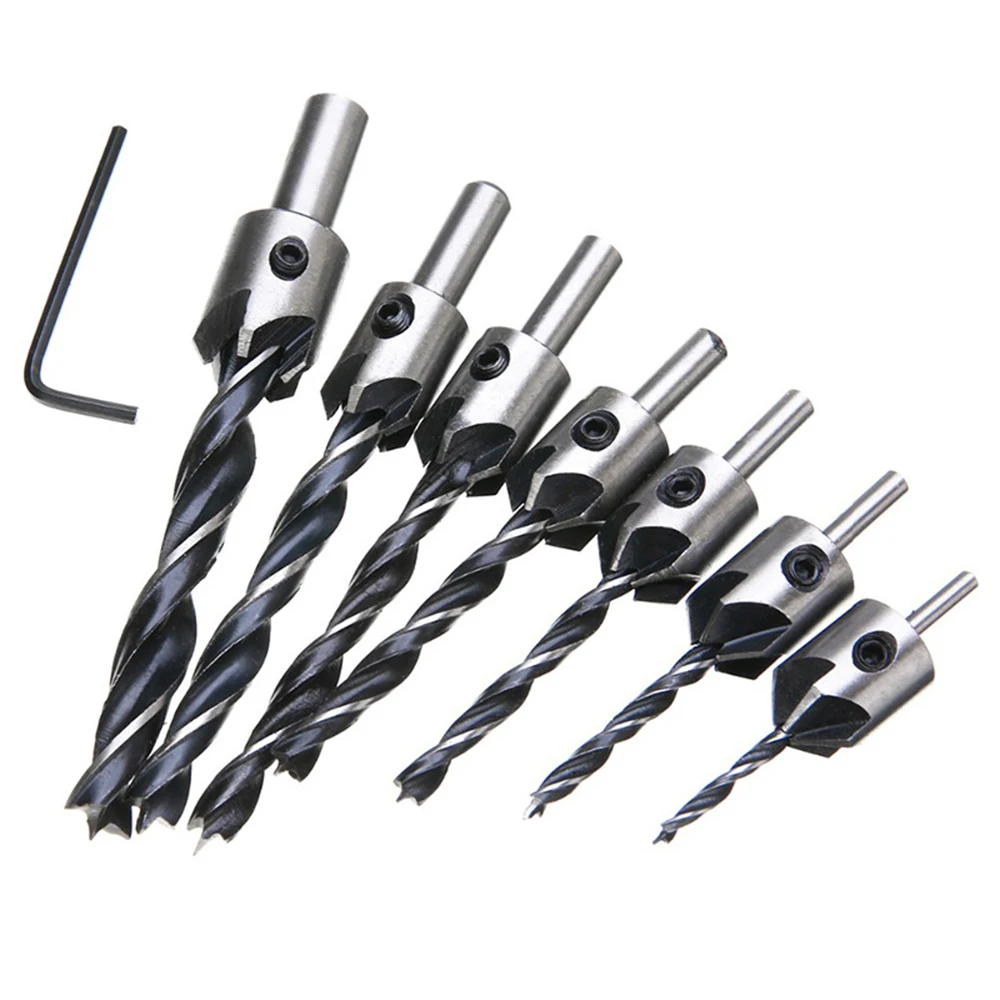 

23pcs Woodworking Chamfer Drilling Tools Wood Plug Cutter Countersink Drill Bits with L Wrench Automatic Power Tools
