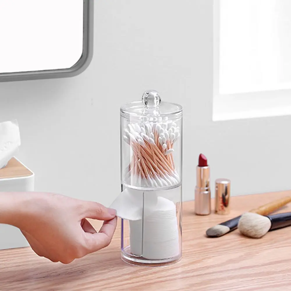 Круглый пластиковый прозрачный косметический Чехол 1 ячейка ватная коробка для