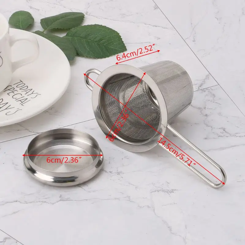 

2021 Reusable Mesh Tea Infuser Stainless Steel Strainer Loose Leaf Teapot Spice Filter With Lid Cups Kitchen Accessories