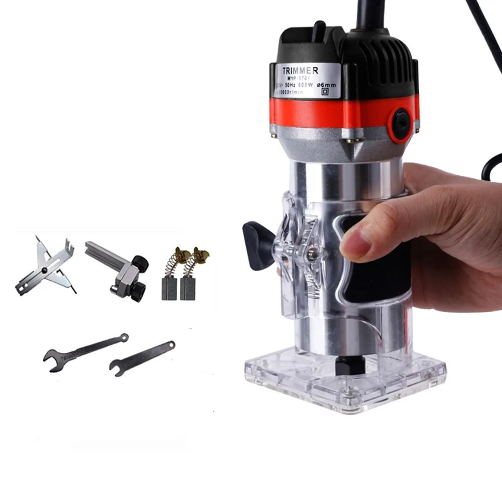 

Electric Woodworking Machines Power Carpentry Manual Trimmer Tools With Milling Cutter 800w 30000rpm Wood Router Tool Combo Kit