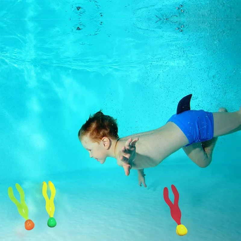 Игрушки для дайвинга, погружающиеся под водой игрушки для бассейна, кольца и палочки для дайвинга, торпеды, водная трава, подарок для заняти... от AliExpress WW