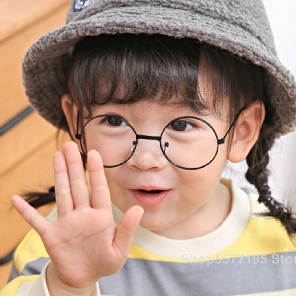 

2023 Metal Black Round Kids Sunglasses Brand little girl/boy Baby Child Glasses goggles oculos UV400 Small face Suit For 2~6 age