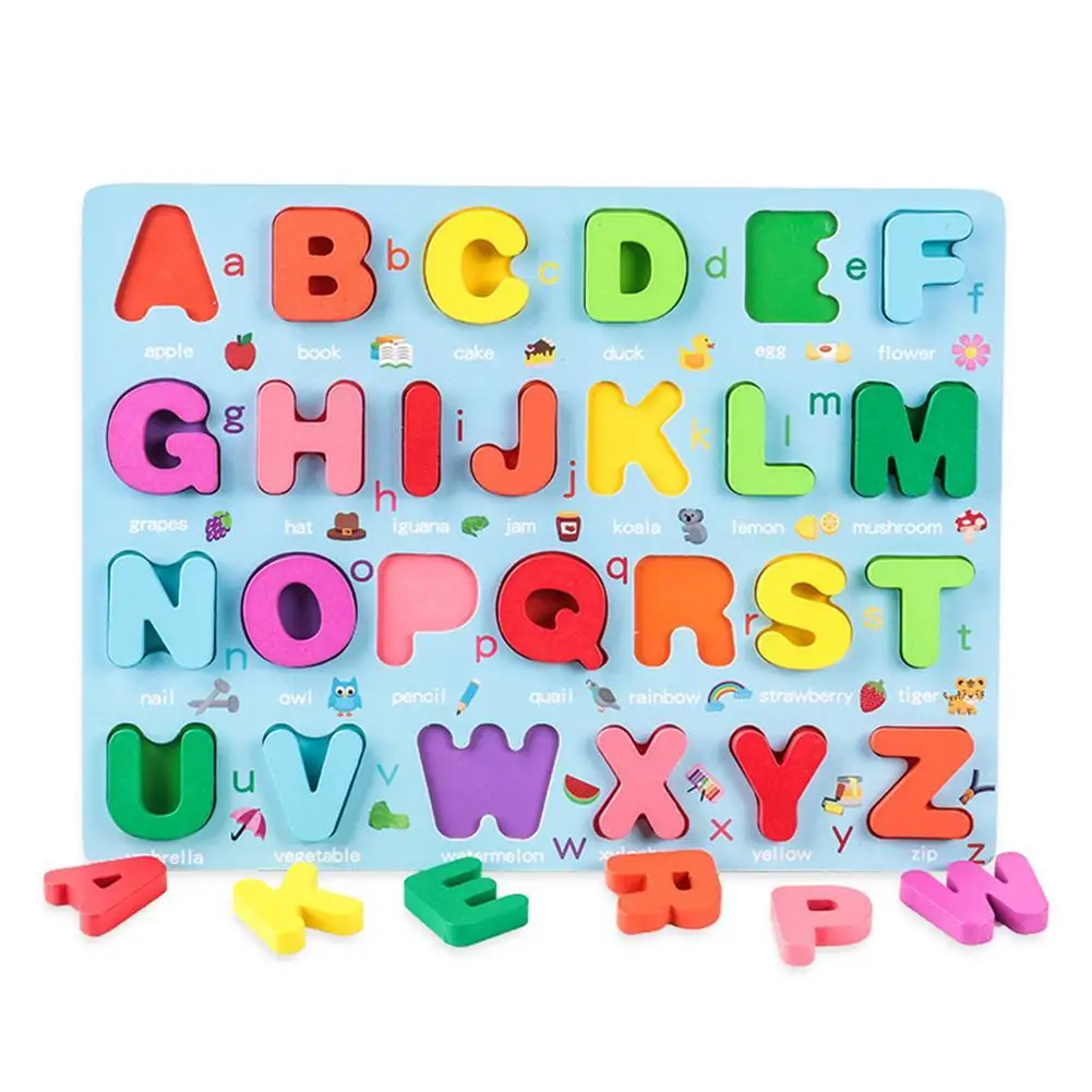 

Colorful Number Alphabet Shape Wooden Puzzle Pairing Board Education Kids Toy