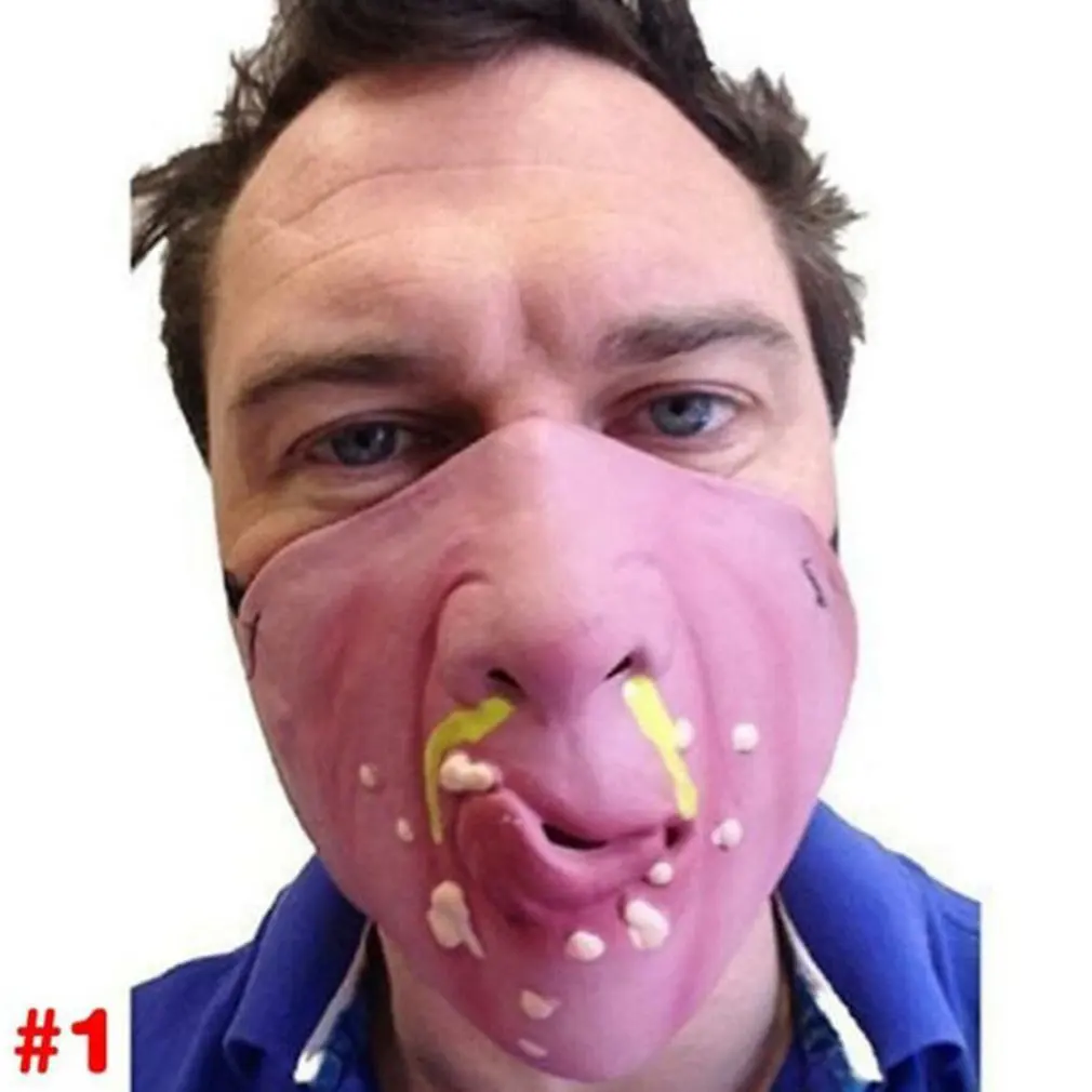 

Unisex 3d Creative Funny Printing Outdoor Mask Cotton Washable Reusable Face Mask Adjustable Earloops Maske Party Props Toys