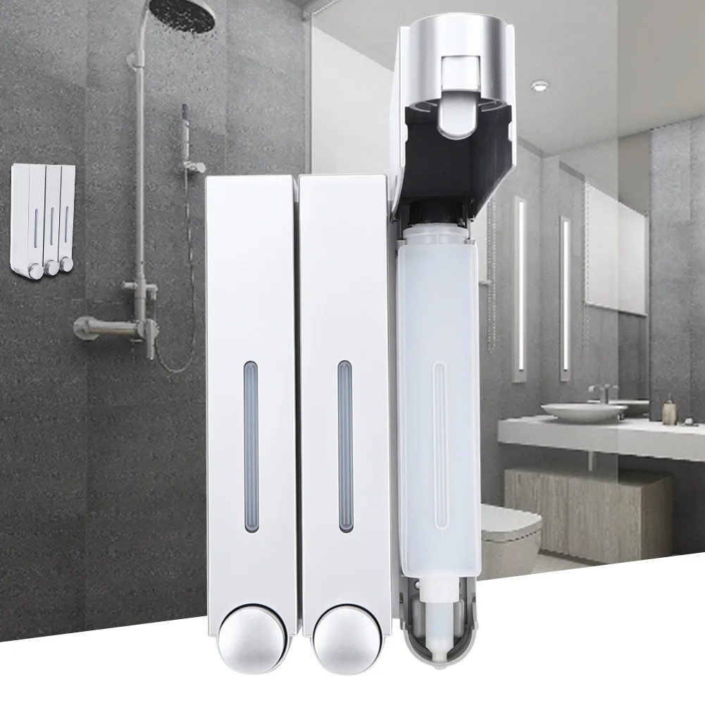 

Wall Mount Shower Liquid Soap Dispenser Three Head Shampoo Dispensers for Hotel Bathroom