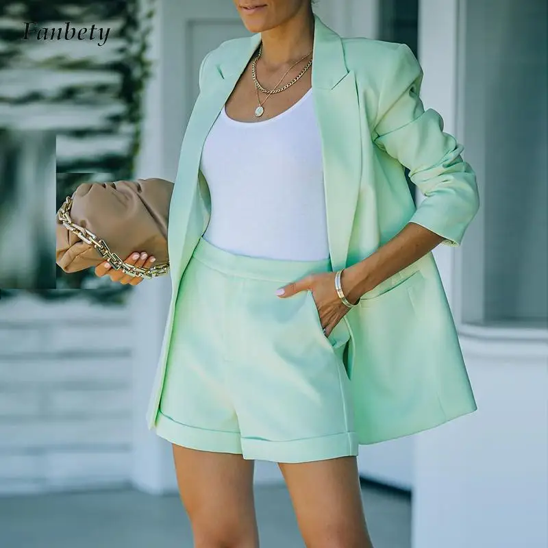 

Женский офисный пиджак на одной пуговице, Повседневная однотонная приталенная куртка с отложным воротником, Осень-зима 2021