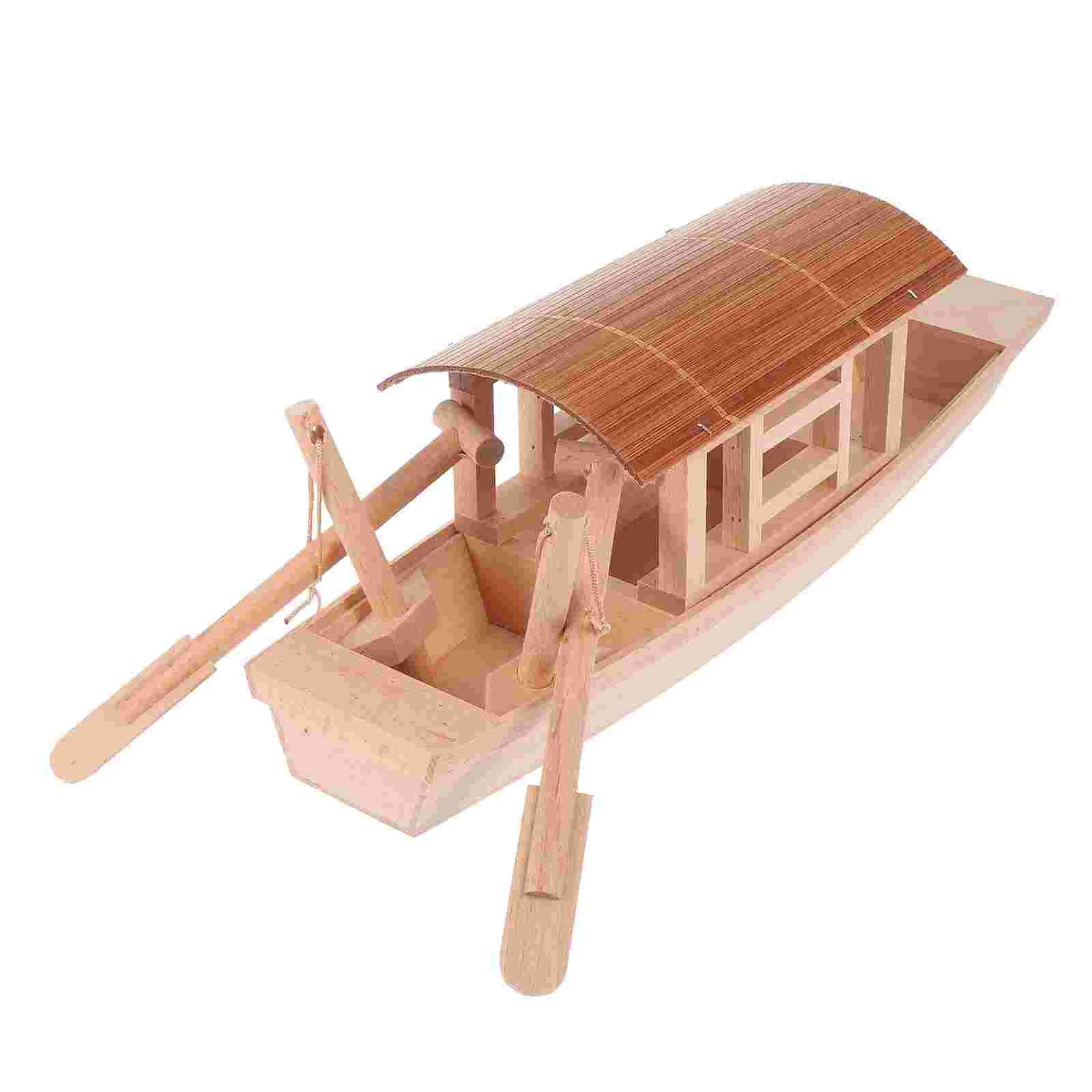 

1Pc Wood Boat Mini Boat Model Wooden Boat Ornament Kid Boat Identity Model