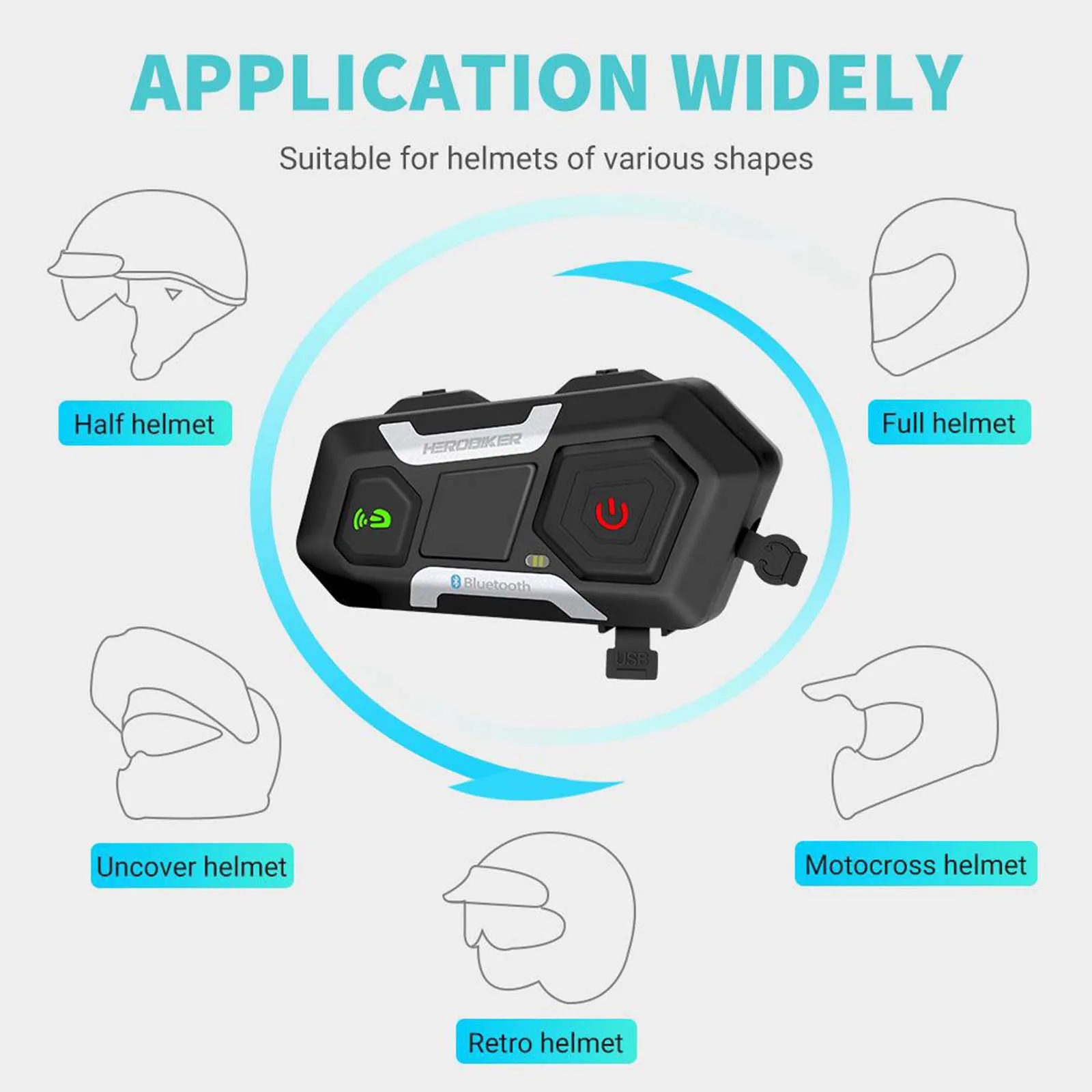 

Motorcycle Intercom Interphone 1200M Bluetooth Headset Waterproof for