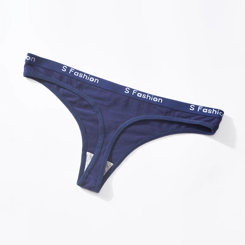 Navy Blue VDOGRIR, хлопковые женские стринги, бесшовное нижнее белье, сексуальные женские стринги, женские мягкие трусики, низкая талия, стринги, женское нижнее белье, Танга - Цвет: Navy Blue