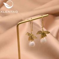 xlentag women natural baroque pearls heart drop earrings wedding party gifts of love fine fashion jewelry original design ge0844