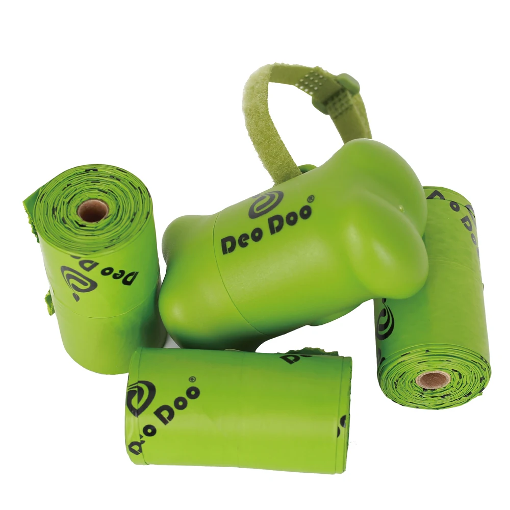 

DeoDoo Dog Poop Bags with Dispenser Doggie Waste Poo Bags Holder Eco-Friendly for Cat Little Liners Black Green