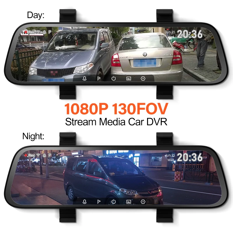 $74.99 70mai Car DVR Wide 9.35Inch Screen Rearview Stream Media Dash Cam 1080P 130FOV 70MAI Mirror Car Recorder Rear View Auto Recorder