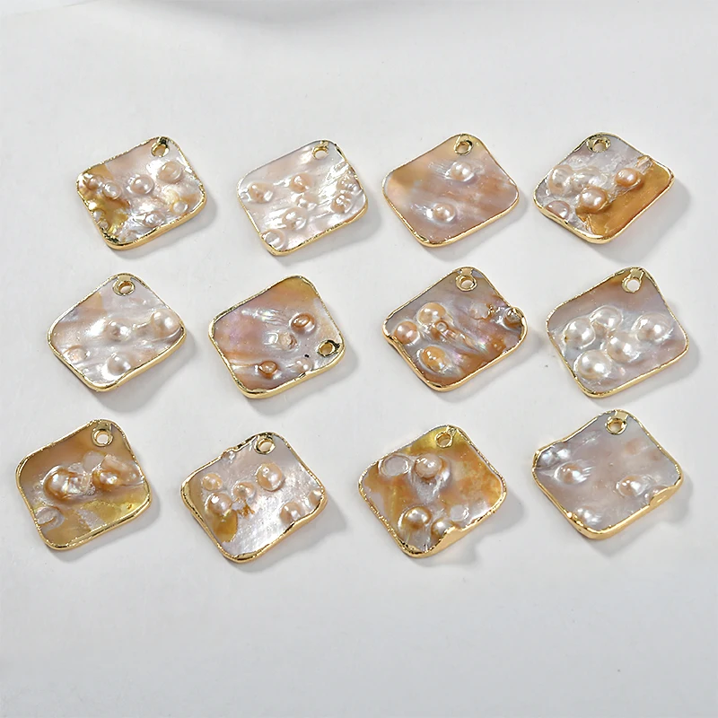 Ретро барокко натуральный жемчуг ракушки круглый Квадратный Кулон DIY