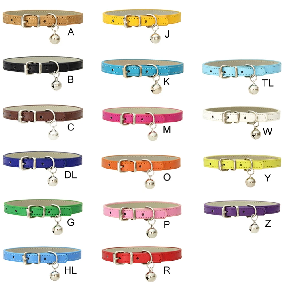 

New Leather Small Dog Cat Collar with Bell Safety Adjustable Cat Kitten Straps Puppy Kitten Necklace for Cats Puppies Neck Band