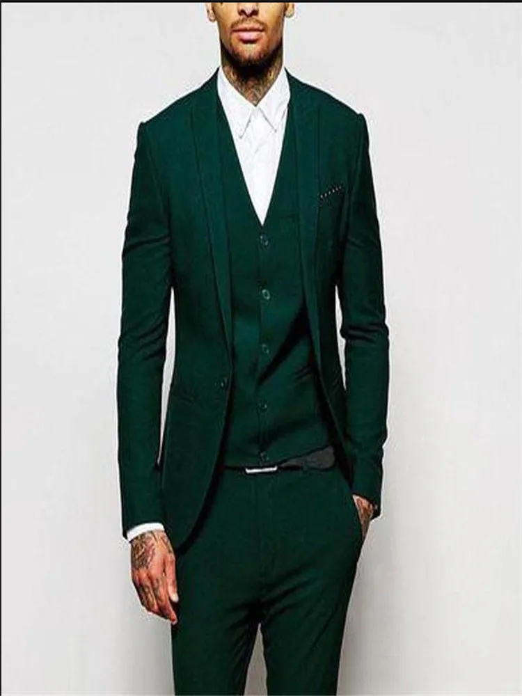 

Green Men Bridegroom Suits Tuxedo Business groom accessories wedding for men 3-Piece Causal Formal Wedding Custom