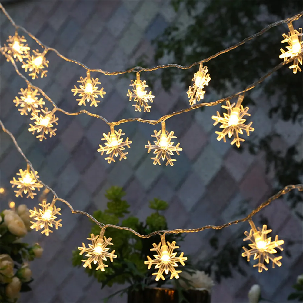 

10/20Leds Snowflake LED Fairy Lights Flash String Lights Battery Wedding Party Christmas Lights Decoration Garlands